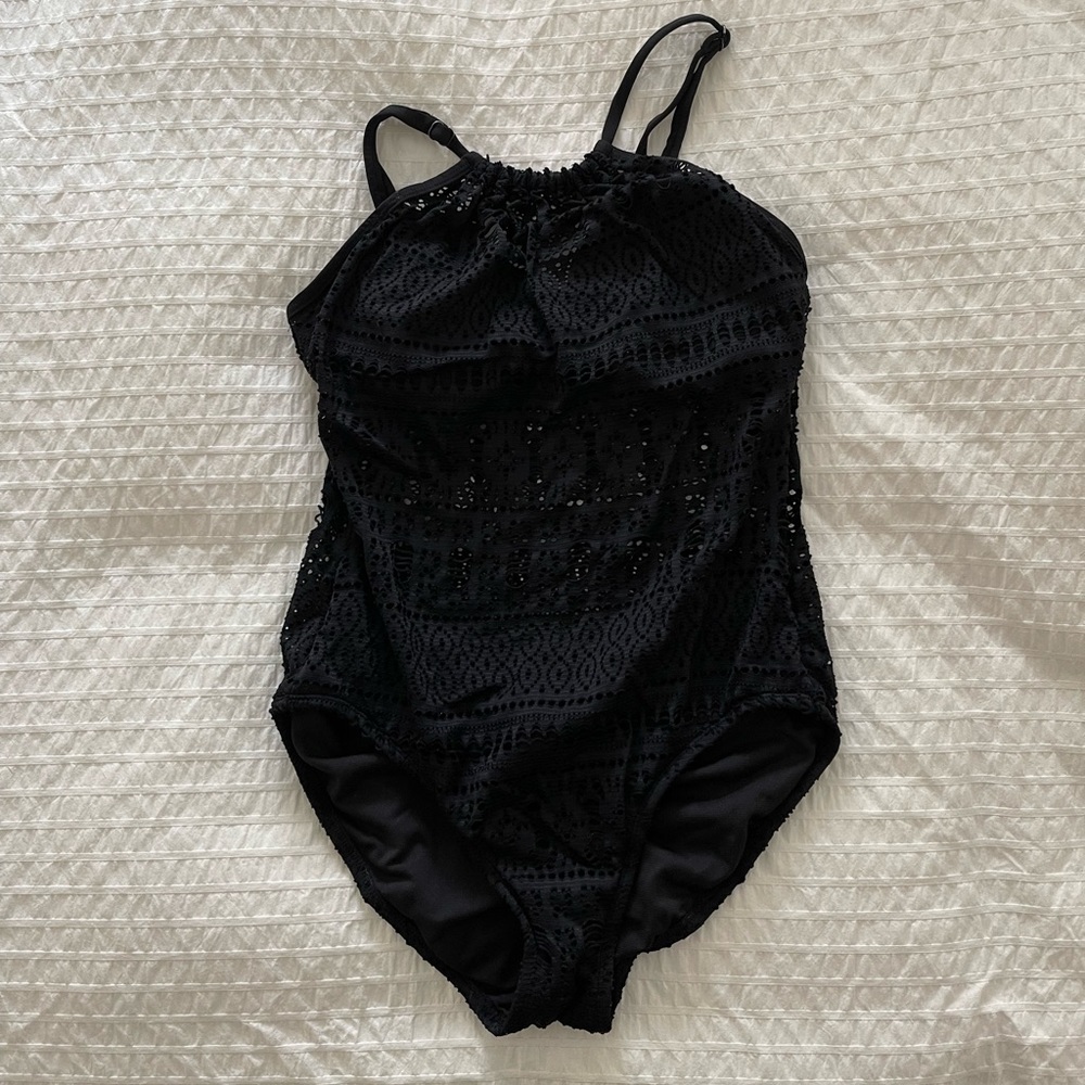 Aqua Green Crocheted One-Piece Swimsuit